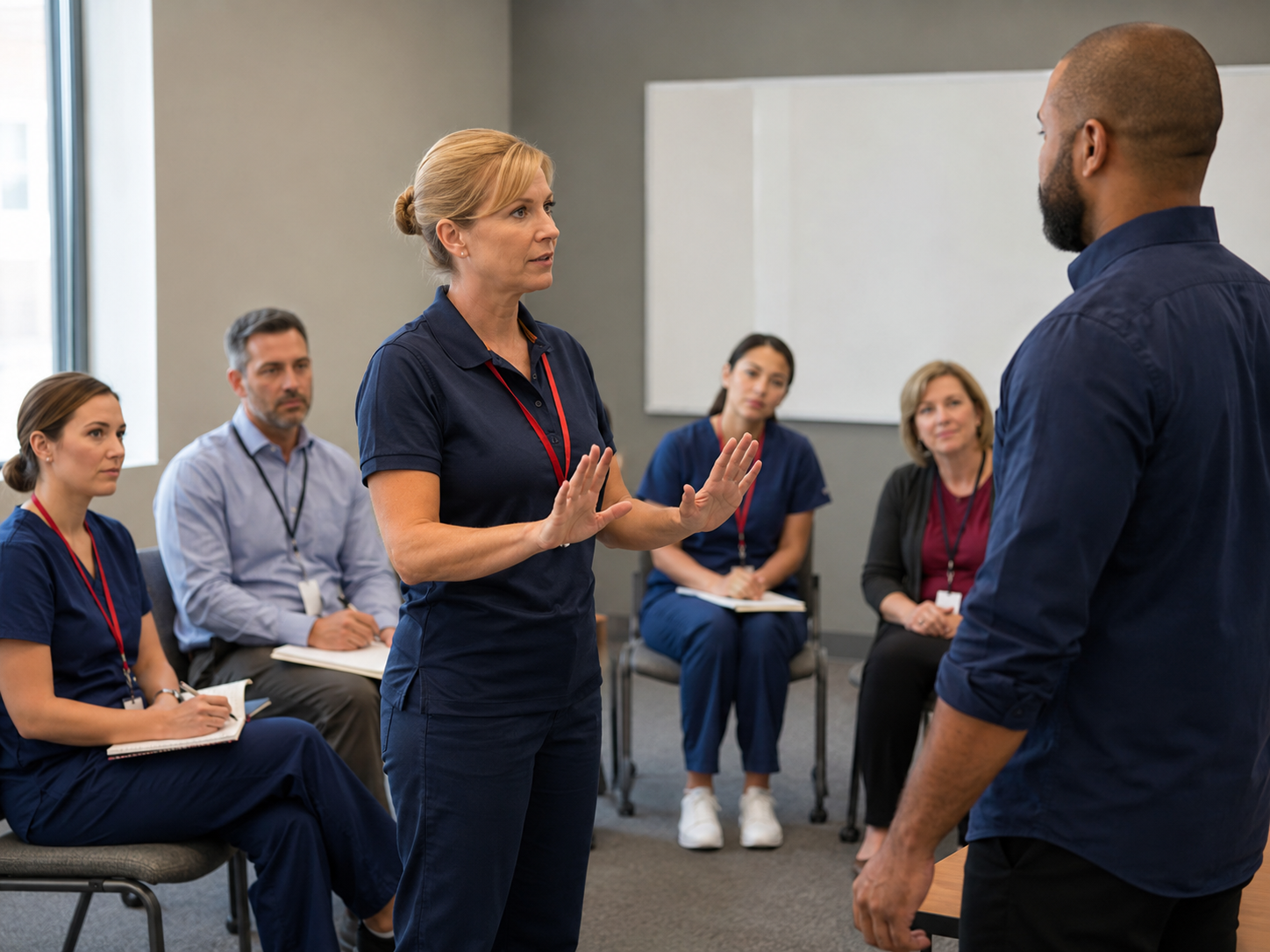 Instructor leading a team training session